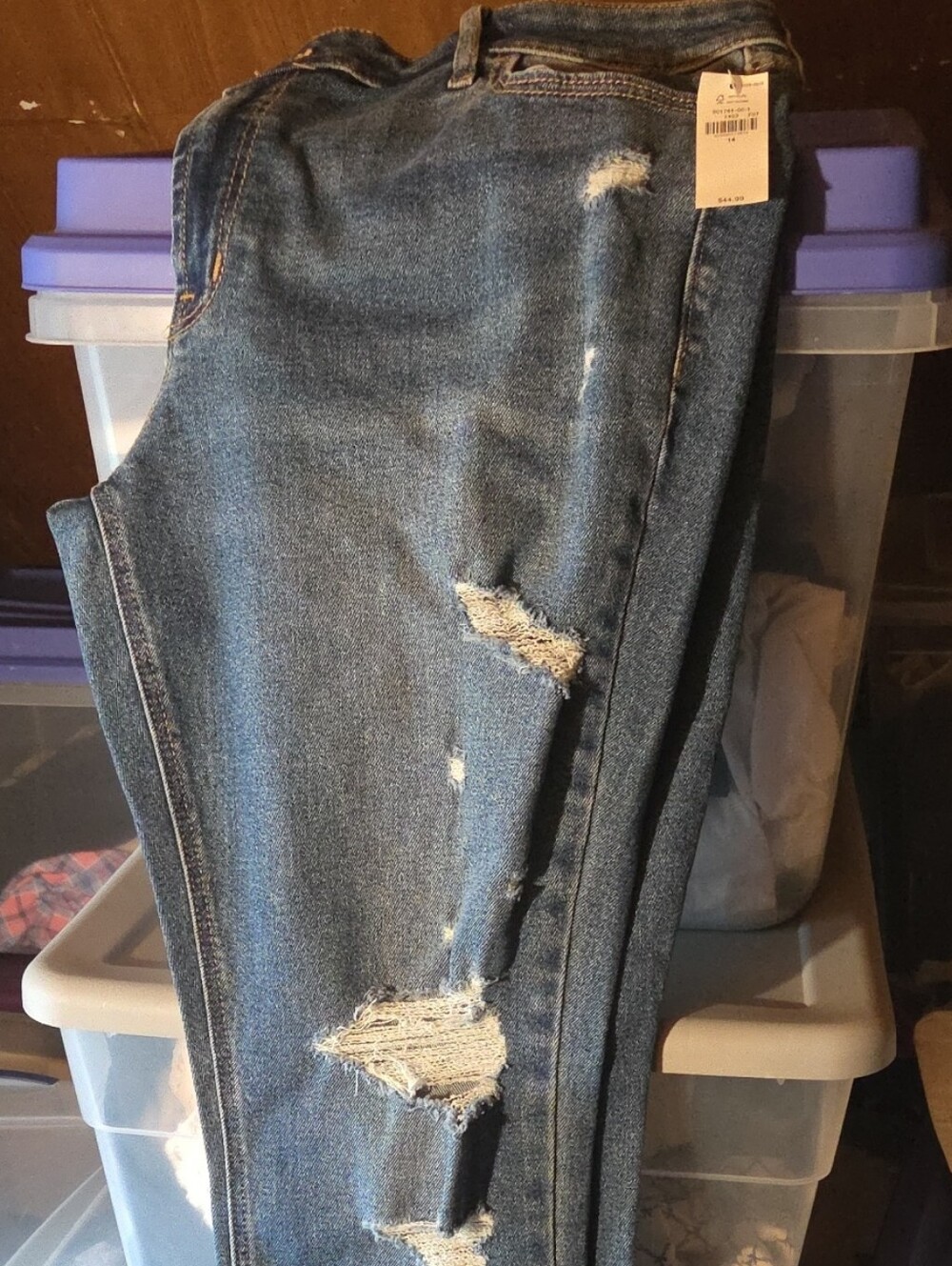 Old Navy Women's Distressed Blue Skinny Jeans